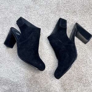 Eileen Fisher Suede Leather Almond Toe Slingback Heels Black 7.5